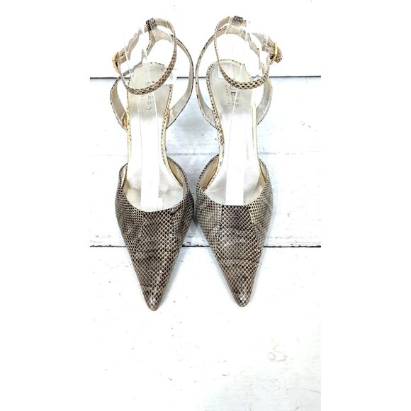 Guess snake print leather pointy high heel stiletto ankle strap pumps - Picture 3 of 7